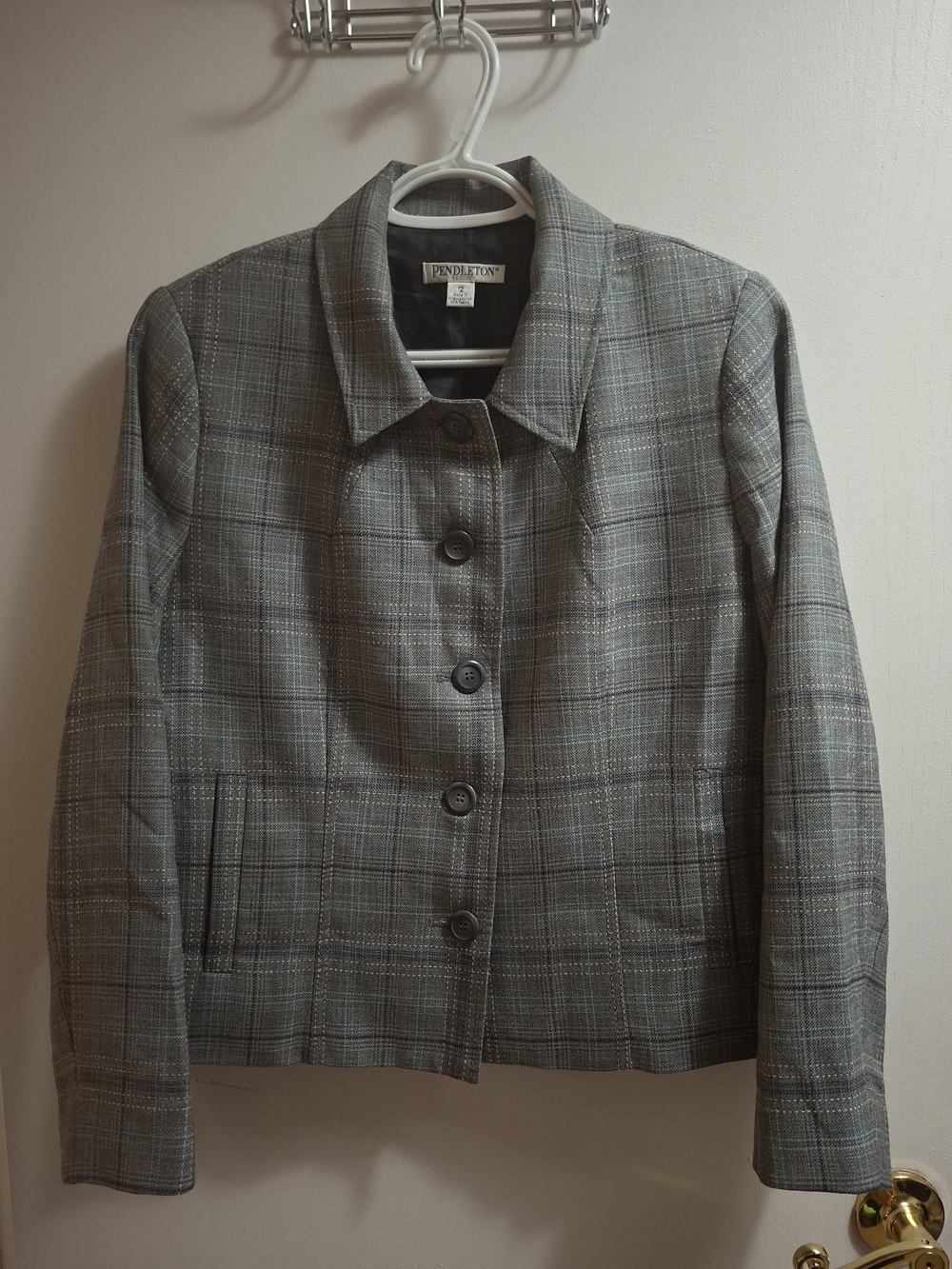 Pendleton Gray Plaid Button Jacket